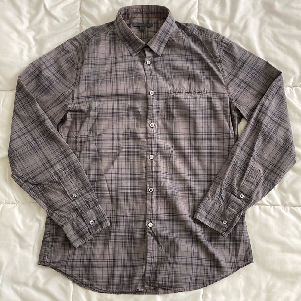 John Varvatos Plaid Casual Button Down Shirt Size L